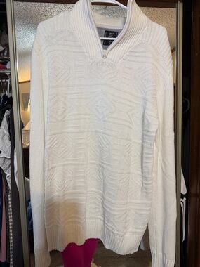 Faded Glory Cream Textured Half-Zip Turtleneck Sweater